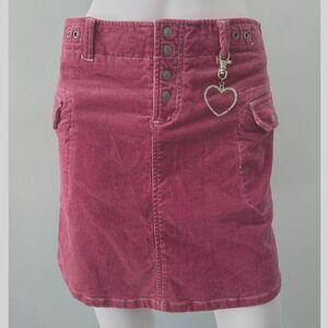 Esprit Vintage Y2k Pink Corduroy Jean Mini Skirt Button Closure size Small JR